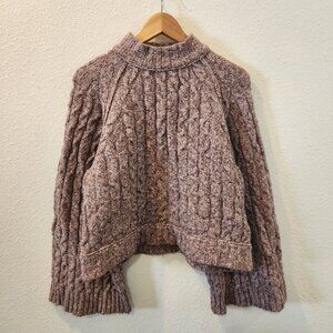 Free People Mock Neck Bell Sleeve Cropped Sweater